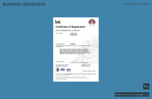 Britische Registrierungsurkunde – Beispielansicht in Word und PDF